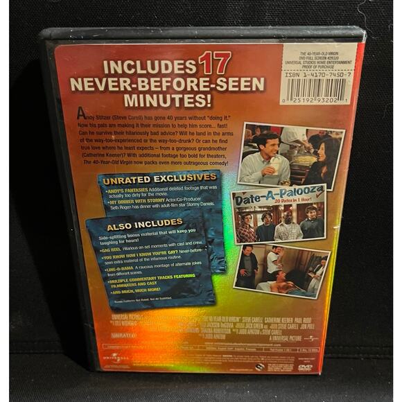 The 40-Year-Old Virgin (DVD, 2005, Full Screen, Unrated) Steve Carell Comedy Mov - Picture 2 of 6